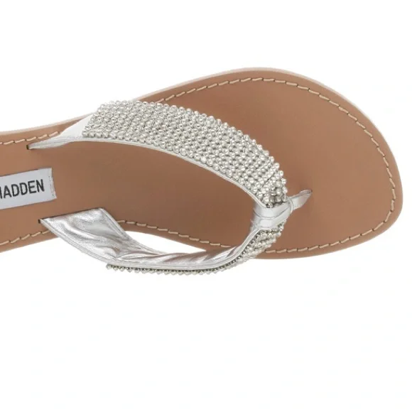 Steve Madden Silver Tan Rhinestone Sandals - Picture 2 of 9